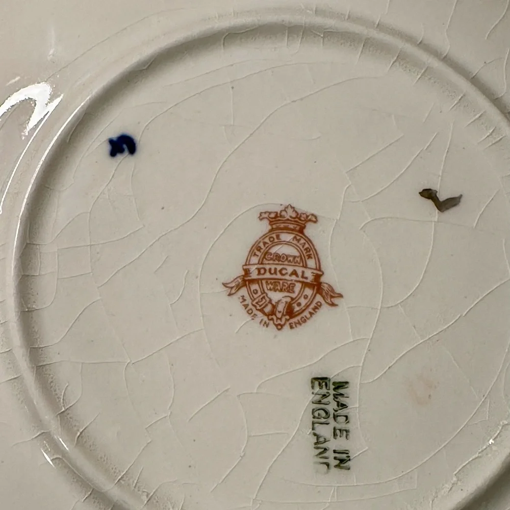 Vintage Crown Ducal Ware Fruit Plate Cobalt Blue Gold Laurel England Dessert